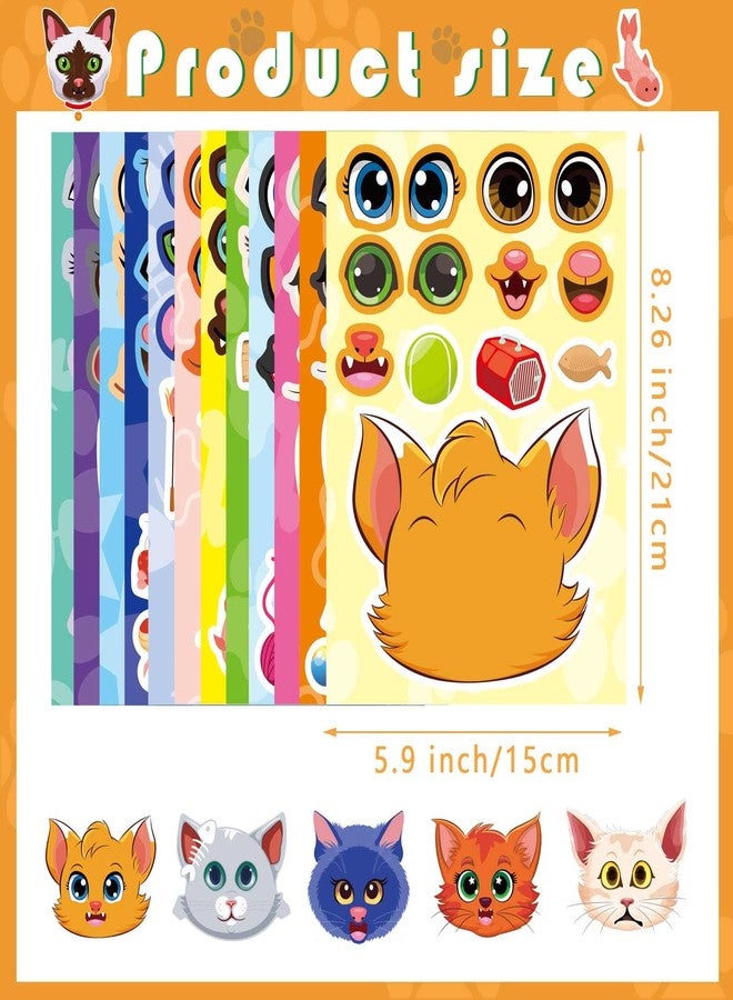 OTAITY 36 Sheets Cat Make a Face Sticker Sheets for Kids Todder, Make Your Own Stickers with 12 Cat Face Designs for Kids Birthday Party Favor Supplies Craft - Image 2